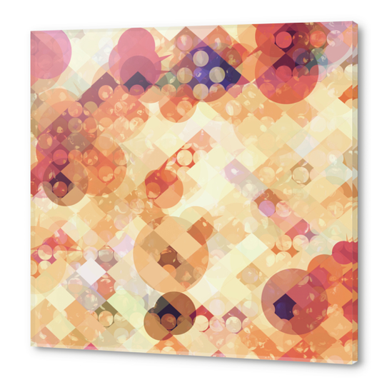 geometric square pixel and circle pattern abstract in orange brown Acrylic prints by Timmy333