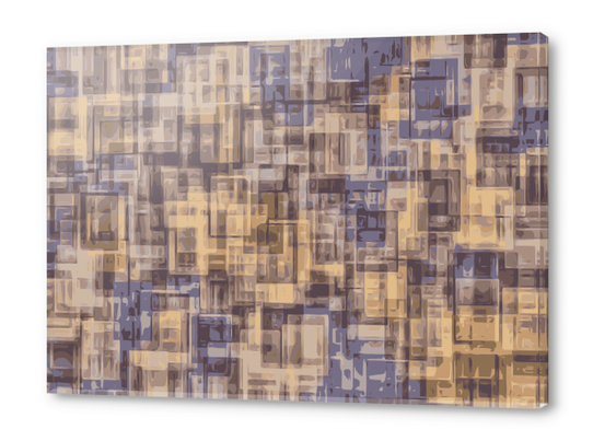 psychedelic geometric square pattern abstract in brown and blue Acrylic prints by Timmy333