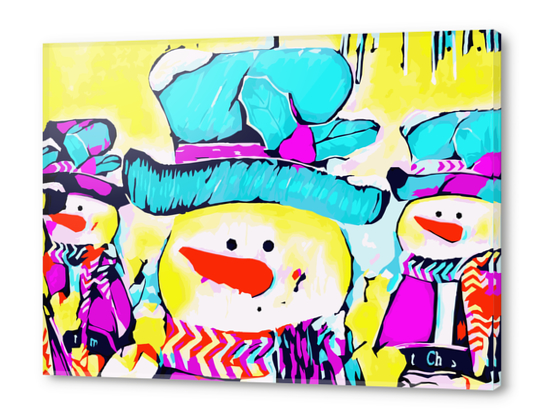 snowman with blue hat and yellow background Acrylic prints by Timmy333