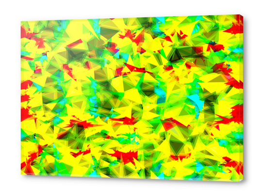 psychedelic geometric triangle abstract pattern in green yellow blue red Acrylic prints by Timmy333