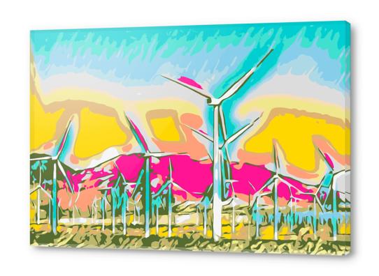 wind turbine in the desert with mountain background Acrylic prints by Timmy333