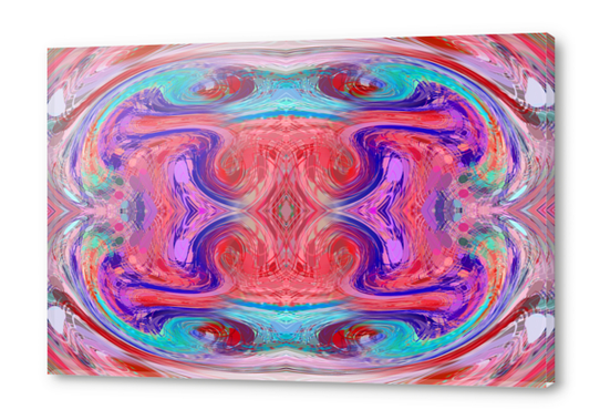 psychedelic geometric symmetry abstract pattern in red pink blue Acrylic prints by Timmy333