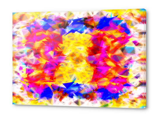 psychedelic geometric triangle pattern abstract background in pink yellow red blue Acrylic prints by Timmy333