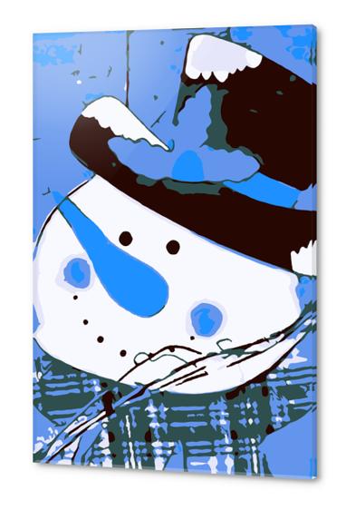 drawing snowman blue nose and blue background Acrylic prints by Timmy333