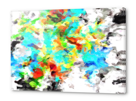 psychedelic splash painting abstract texture in blue yellow brown green black Acrylic prints by Timmy333