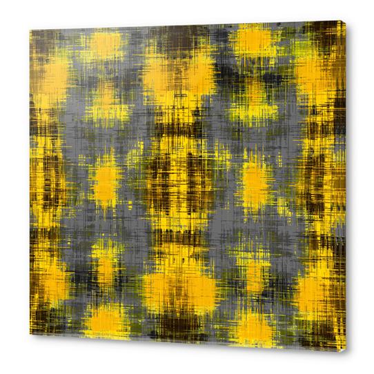 geometric plaid pattern painting abstract in yellow brown and black Acrylic prints by Timmy333