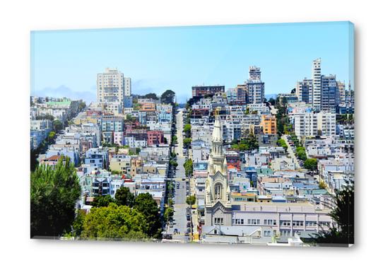 road and buildings with blue sky at San Francisco, USA Acrylic prints by Timmy333