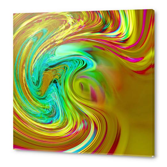 psychedelic graffiti painting abstract in yellow blue pink green Acrylic prints by Timmy333