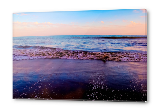 beach sunset with beautiful blue cloudy sky and blue wave in summer Acrylic prints by Timmy333