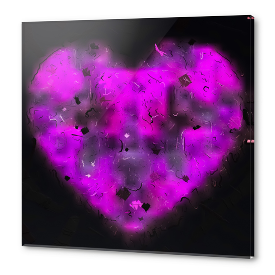 pink blurry heart shape with black background Acrylic prints by Timmy333