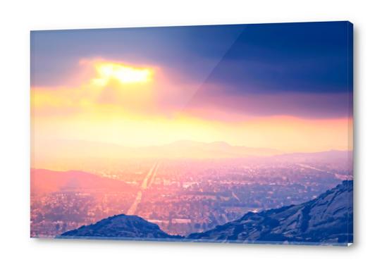 light of the sunset sky over the city in summer Acrylic prints by Timmy333