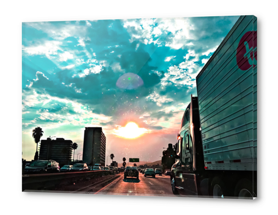 urban road with beautiful cloudy summer sunset sky Acrylic prints by Timmy333