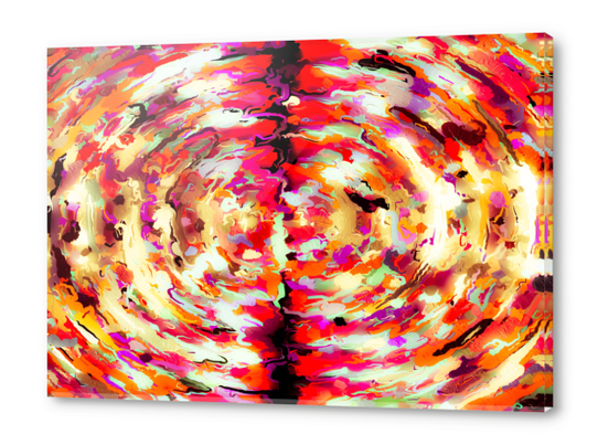 psychedelic circle pattern painting abstract background in red pink orange Acrylic prints by Timmy333