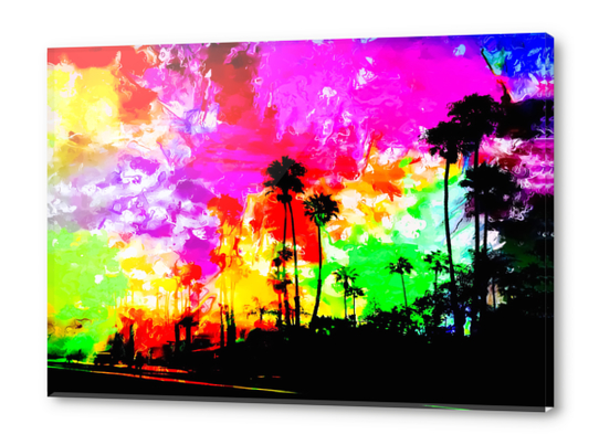 palm tree at the California beach with colorful painting abstract background Acrylic prints by Timmy333