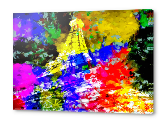 Eiffel Tower, France at night with colorful painting abstract background Acrylic prints by Timmy333