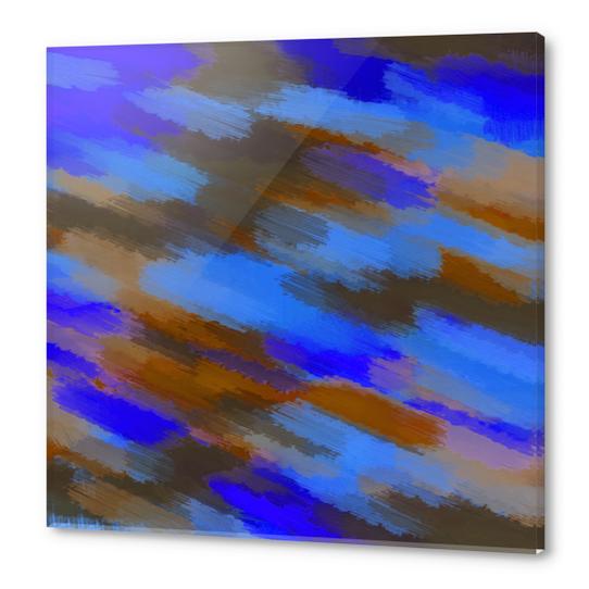 camouflage splash painting abstract in blue brown and dark blue Acrylic prints by Timmy333