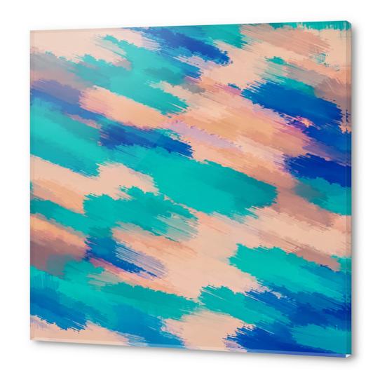 camouflage splash painting abstract in pink green and blue Acrylic prints by Timmy333