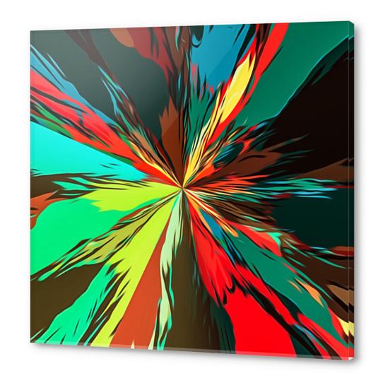 geometric splash painting abstract in red green yellow blue and brown Acrylic prints by Timmy333