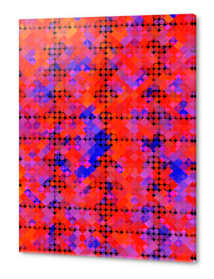 geometric circle and square pattern abstract in red orange blue Acrylic prints by Timmy333