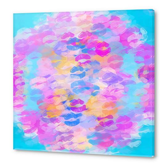 pink blue and purple kisses lipstick abstract background Acrylic prints by Timmy333