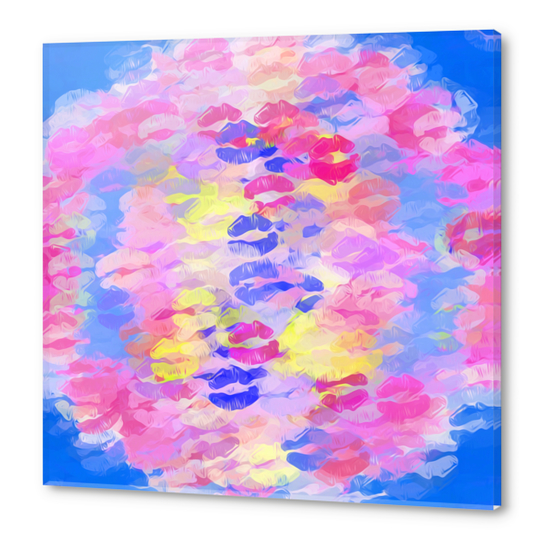 sexy kiss lipstick abstract pattern in pink blue yellow red Acrylic prints by Timmy333