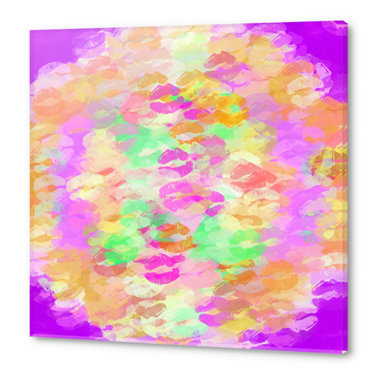 sexy kiss lipstick abstract pattern in pink orange yellow green Acrylic prints by Timmy333