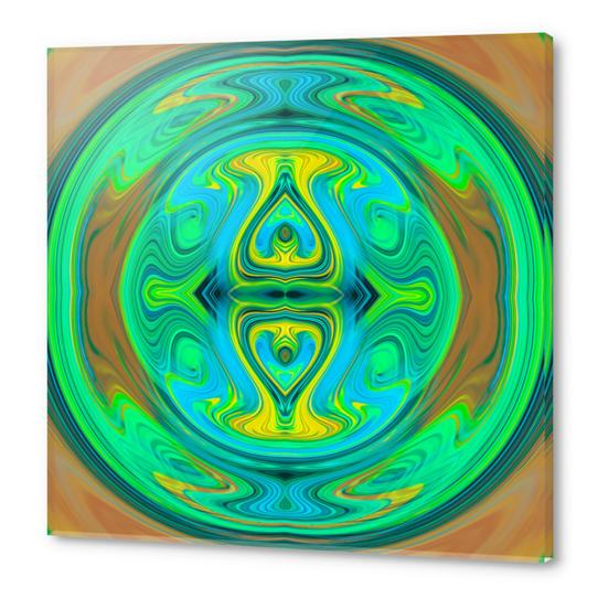 green yellow and brown spiral pattern drawing and painting background Acrylic prints by Timmy333