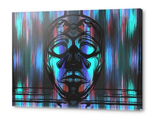 face mask with blue pink and purple background Acrylic prints by Timmy333