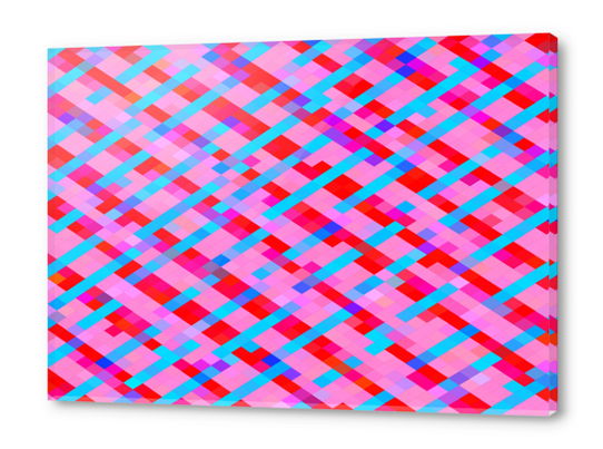 geometric pixel square pattern abstract background in pink blue red Acrylic prints by Timmy333