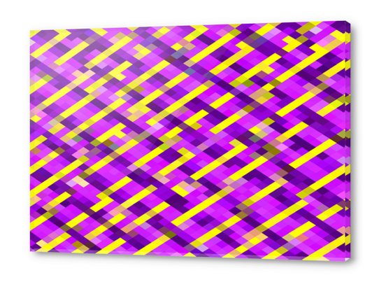 geometric pixel square pattern abstract background in pink purple yellow Acrylic prints by Timmy333