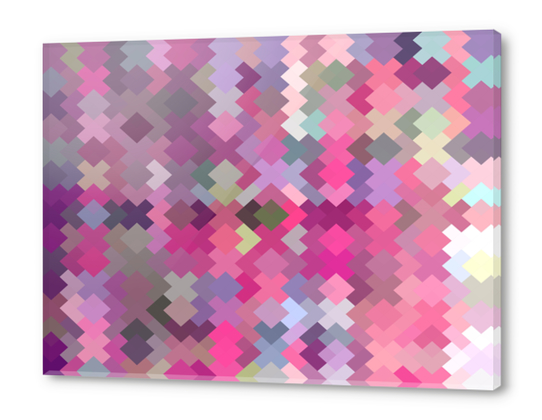 geometric square pixel pattern abstract in pink and purple Acrylic prints by Timmy333