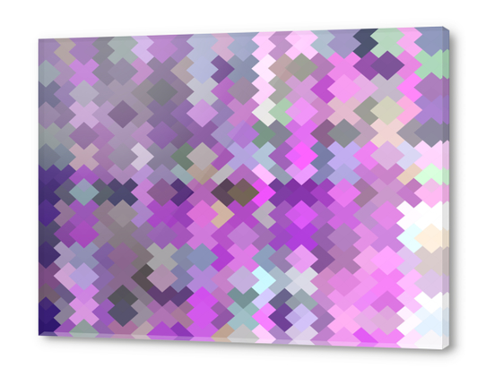 geometric square pixel pattern abstract in purple and pink Acrylic prints by Timmy333