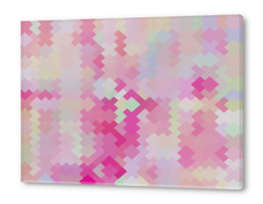 geometric square pixel pattern abstract in pink Acrylic prints by Timmy333