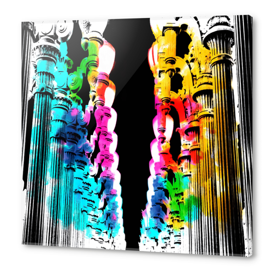 Urban light and LACMA, USA with colorful painting abstract in blue pink green red yellow Acrylic prints by Timmy333
