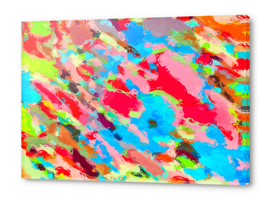 camouflage pattern painting abstract background in green blue pink red orange Acrylic prints by Timmy333