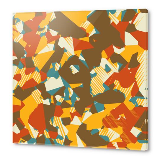 geometric graffiti drawing and painting abstract in brown yellow blue and orange Acrylic prints by Timmy333