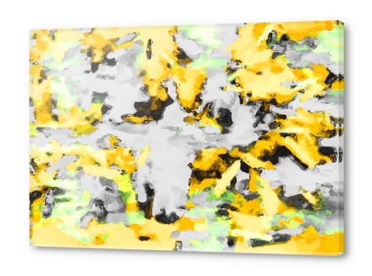 splash painting texture abstract background in yellow black green Acrylic prints by Timmy333