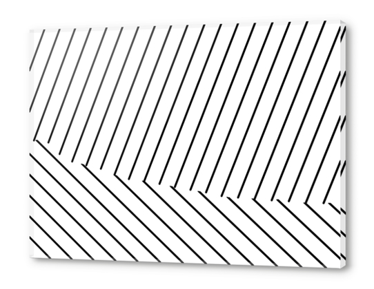 geometric line abstract pattern background in black and white Acrylic prints by Timmy333