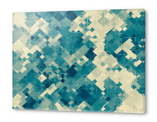 blue geometric square pixel pattern abstract background Acrylic prints by Timmy333