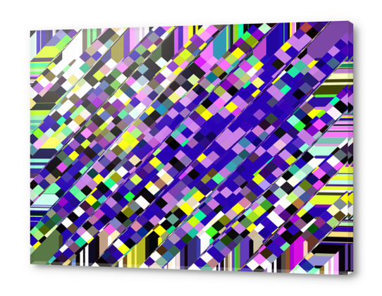 geometric square pixel pattern abstract background in blue purple yellow Acrylic prints by Timmy333