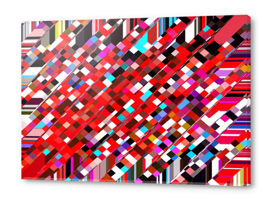 geometric square pixel pattern abstract background in red blue pink Acrylic prints by Timmy333