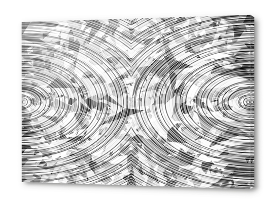 psychedelic geometric circle pattern abstract background in black and white Acrylic prints by Timmy333