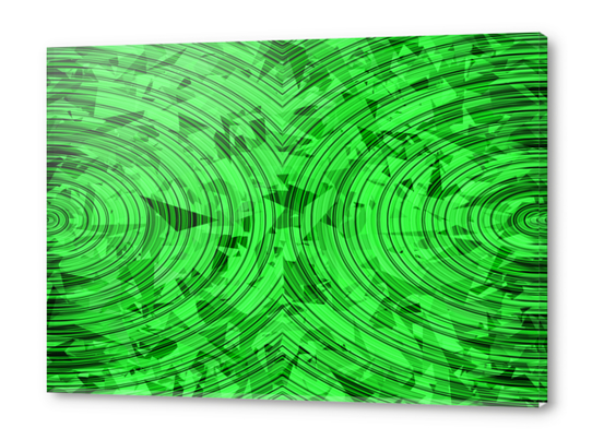 psychedelic geometric circle pattern abstract background in green Acrylic prints by Timmy333