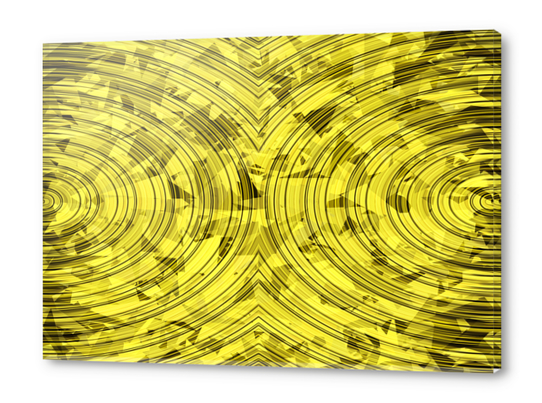 psychedelic geometric circle pattern abstract background in yellow Acrylic prints by Timmy333