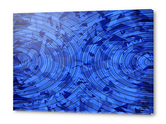 psychedelic geometric circle pattern abstract background in blue Acrylic prints by Timmy333