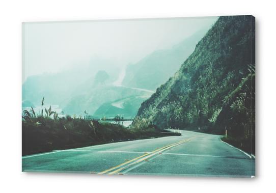 road on the mountain with fog at Highway 1, California, USA in winter Acrylic prints by Timmy333