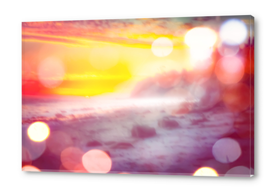 sunset sky at the beach in summer with bokeh light abstract Acrylic prints by Timmy333