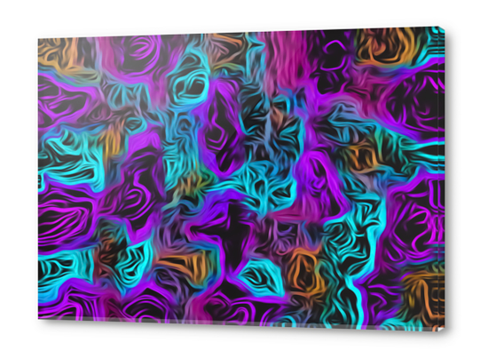 psychedelic painting texture abstract background in purple pink blue orange Acrylic prints by Timmy333