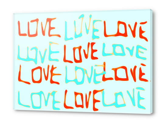 LOVE alphabet handwriting drawing in red and blue Acrylic prints by Timmy333
