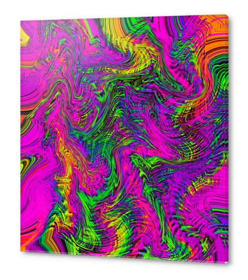 pink blue green orange yellow curly line drawing abstract background Acrylic prints by Timmy333